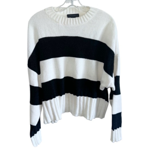 Sanctuary Black/White Stripe New Dream Stripe Sweater Oversized Knit Sz Medium - Picture 2 of 10